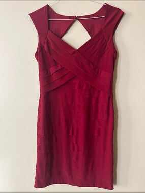 Jones New York Red Layered Midi Dress